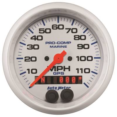 AutoMeter GAUGE, SPEEDOMETER, 3 3/8" , 120MPH, GPS, MARINE WHITE 200637
