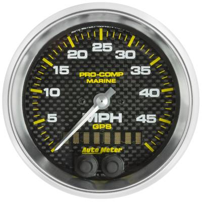 AutoMeter GAUGE, SPEEDOMETER, 3 3/8" , 50MPH, GPS, MARINE CARBON FIBER 200635-40