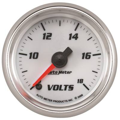 AutoMeter GAUGE, VOLTMETER, 2 1/16" , 18V, DIGITAL STEPPER MOTOR, WHITE, PRO-CYCLE 19792