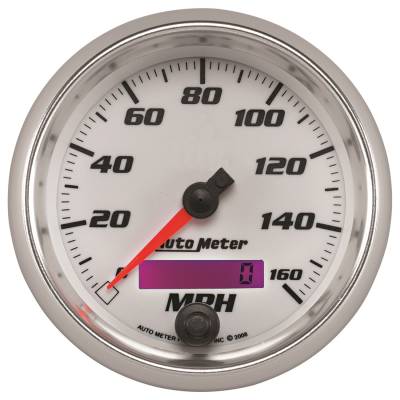 AutoMeter GAUGE, SPEEDOMETER, 3 3/8" , 160MPH, ELEC. PROGRAMMABLE, WHITE, PRO-CYCLE 19789