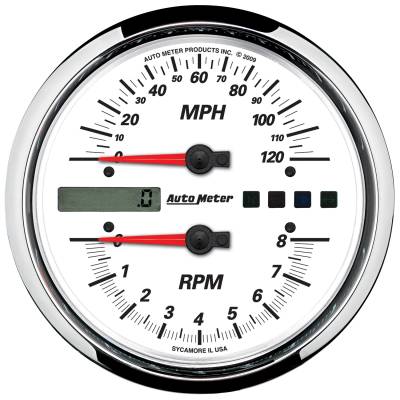 AutoMeter GAUGE, TACH/SPEEDO, 4 1/2" , 8K RPM/120 MPH, WHITE, PRO-CYCLE 19467