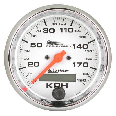 AutoMeter GAUGE, SPEEDO, 3 3/4" , 120 MPH, ELEC, WHITE, PRO-CYCLE 19351
