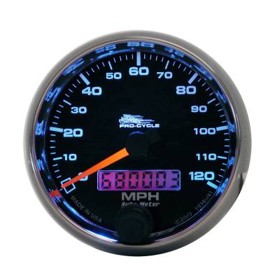 AutoMeter GAUGE, SPEEDO, 2 5/8" , 120 MPH, ELEC, BLACK, PRO-CYCLE 19340