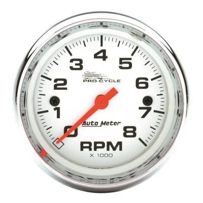 AutoMeter GAUGE, TACH, 2 5/8" , 8K RPM, 2&4 CYLINDER, WHITE, PRO-CYCLE 19305
