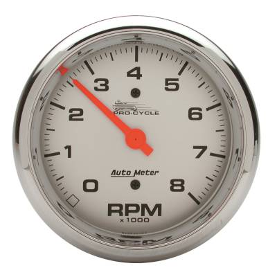 AutoMeter GAUGE, TACH, 3 3/4" , 8K RPM, 2&4 CYLINDER, SILVER, PRO-CYCLE 19302