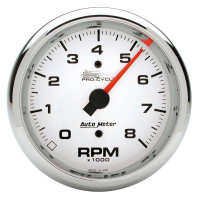 AutoMeter GAUGE, TACH, 3 3/4" , 8K RPM, 2&4 CYLINDER, WHITE, PRO-CYCLE 19301