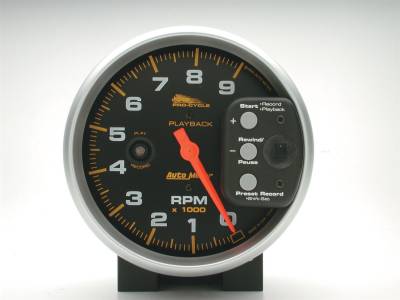 AutoMeter GAUGE, TACH, 5" , 9K RPM, PEDESTAL W/ RPM PLAYBACK, BLACK, PRO-CYCLE 19266