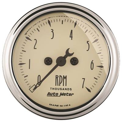 AutoMeter GAUGE, TACHOMETER, 2 1/16" , 7K RPM, IN-DASH, ANTIQUE BEIGE 1897