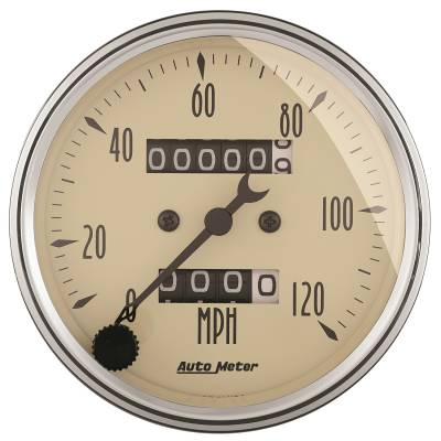 AutoMeter GAUGE, SPEEDOMETER, 3 1/8" , 120MPH, MECHANICAL, ANTIQUE BEIGE 1896