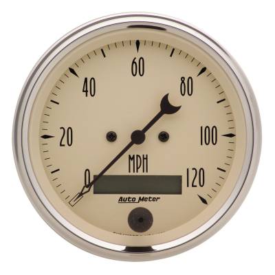 AutoMeter GAUGE, SPEEDO., 3 3/8" , 120MPH, ELEC. PROG. W/ LCD ODO, ANTQ BEIGE 1880