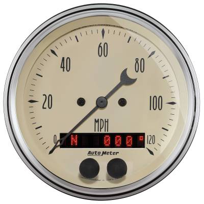 AutoMeter GAUGE, SPEEDOMETER, 3 3/8" , 120MPH, GPS, ANTIQUE BEIGE 1849