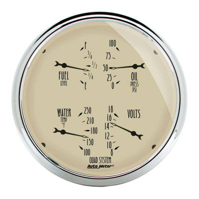 AutoMeter GAUGE, QUAD, 5" , 0OE-90OF, ELEC, ANTIQUE BEIGE 1819