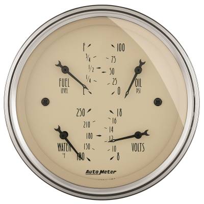 AutoMeter GAUGE, QUAD, 3 3/8" , 0OE-90OF, ELEC, ANTIQUE BEIGE 1814