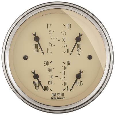 AutoMeter GAUGE, QUAD, 3 3/8" , 240OE-33OF, ELEC, ANTIQUE BEIGE 1812