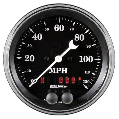 AutoMeter GAUGE, SPEEDOMETER, 3 3/8" , 120MPH, GPS, OLD TYME BLACK 1749