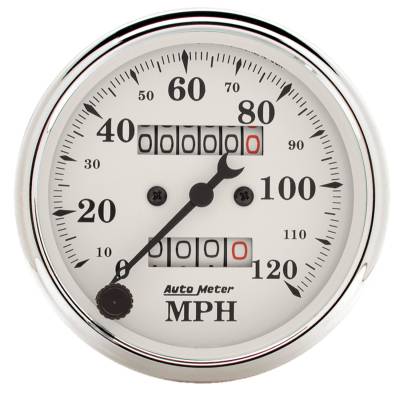 AutoMeter GAUGE, SPEEDOMETER, 3 1/8" , 120MPH, MECHANICAL, OLD TYME WHITE 1693