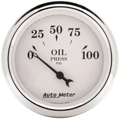 AutoMeter GAUGE, OIL PRESS, 2 1/16" , 100PSI, ELEC, OLD TYME WHITE 1628