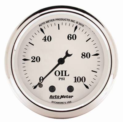 AutoMeter GAUGE, OIL PRESS, 2 1/16" , 100PSI, MECH, OLD TYME WHITE 1621
