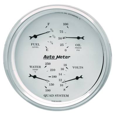 AutoMeter GAUGE, QUAD, 5" , 0OE-90OF, ELEC, OLD TYME WHITE 1619