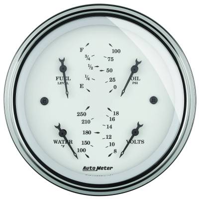 AutoMeter GAUGE, QUAD, 3 3/8" , 0OE-90OF, ELEC, OLD TYME WHITE 1614