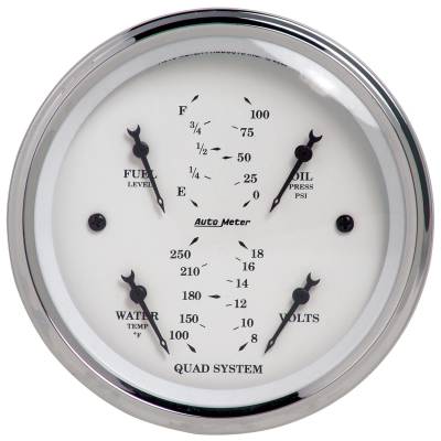 AutoMeter GAUGE, QUAD, 3 3/8" , 240OE-33OF, ELEC, OLD TYME WHITE 1612