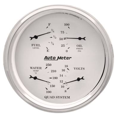 AutoMeter GAUGE, QUAD, 5" , 240OE-33OF, ELEC, OLD TYME WHITE 1610