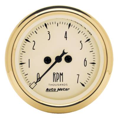 AutoMeter GAUGE, TACHOMETER, 2 1/16" , 7K RPM, IN-DASH, BLACK BZL, GOLDEN OLDIES 1594