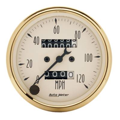 AutoMeter GAUGE, SPEEDOMETER, 3 1/8" , 120MPH, MECHANICAL, BLACK BZL, GOLDEN OLDIES 1593