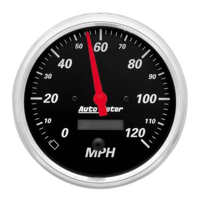 AutoMeter GAUGE, SPEEDOMETER, 5" , 120MPH, ELEC. PROG. W/ LCD ODO, DESIGNER BLACK 1489
