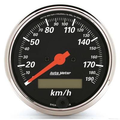 AutoMeter GAUGE, SPEEDOMETER, 3 1/8" , 190KM/H, ELEC. PROG. W/ LCD ODO, DESIGNER BLACK 1487-M