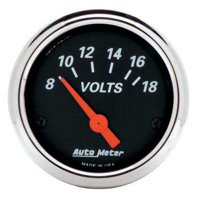 AutoMeter GAUGE, VOLTMETER, 2 1/16" , 18V, ELEC, DESIGNER BLACK 1483