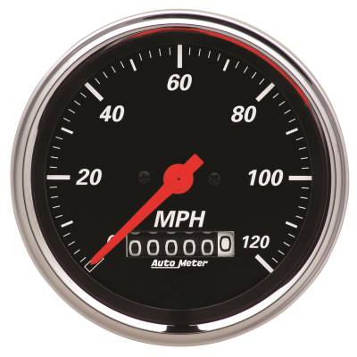 AutoMeter GAUGE, SPEEDOMETER, 3 3/8" , 120MPH, ELEC. PROG. W/ WHEEL ODO, DESIGNER BLACK 1479