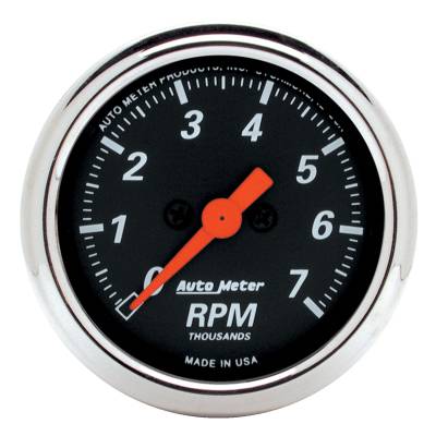 AutoMeter GAUGE, TACHOMETER, 2 1/16" , 7K RPM, IN-DASH, DESIGNER BLACK 1477