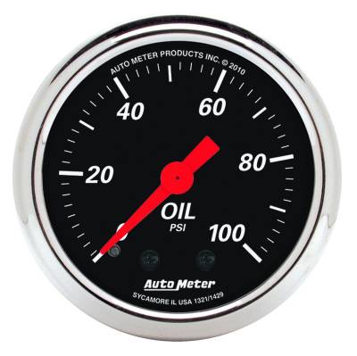 AutoMeter GAUGE, OIL PRESS, 2 1/16" , 100PSI, MECH, DESIGNER BLACK 1429