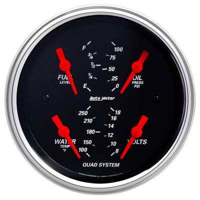 AutoMeter GAUGE, QUAD, 3 3/8" , 240OE-33OF, ELEC, DESIGNER BLACK 1412
