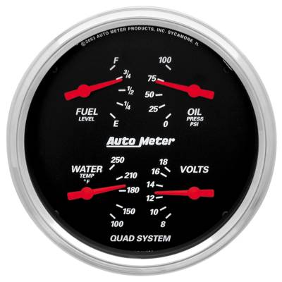 AutoMeter GAUGE, QUAD, 5" , 240OE-33OF, ELEC, DESIGNER BLACK 1410