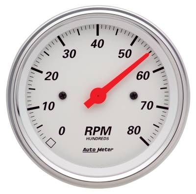 AutoMeter GAUGE, TACHOMETER, 3 3/8" , 8K RPM, IN-DASH, ARCTIC WHITE 1390
