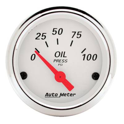 AutoMeter GAUGE, OIL PRESS, 2 1/16" , 100PSI, ELEC, ARCTIC WHITE 1327