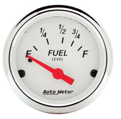 AutoMeter GAUGE, FUEL LEVEL, 2 1/16" , 73OE TO 10OF, ELEC, ARCTIC WHITE 1316