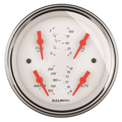 AutoMeter GAUGE, QUAD, 3 3/8" , 0OE-90OF, ELEC, ARCTIC WHITE 1314