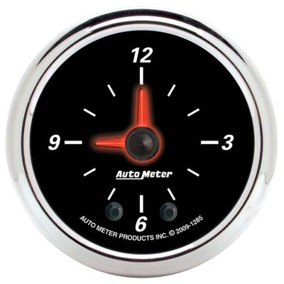 AutoMeter GAUGE, CLOCK, 2 1/16" , 12HR, ANALOG, DESIGNER BLACK II 1285