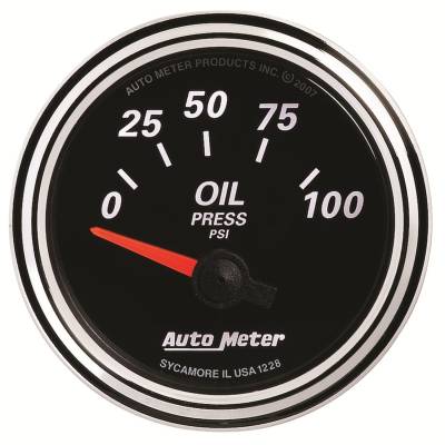 AutoMeter GAUGE, OIL PRESS, 2 1/16" , 100PSI, ELEC, DESIGNER BLACK II 1228