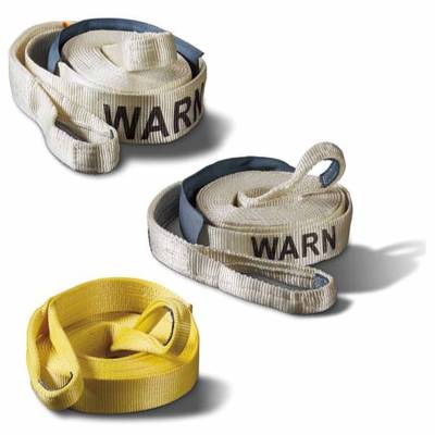 Towing & Recovery - Tow Straps - Warn - Warn 2 Inch x 30 Ft Rated to 14400 LBs 18 Inch Nylon Sliding Sleeve White Nylon Web 88922
