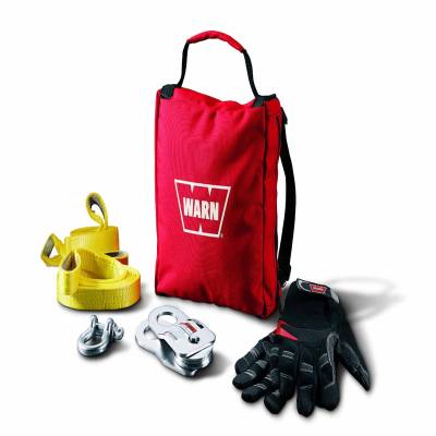 Warn Includes 9000 LB Snatch Block Tree Protectors 1/2 Inch D-Shackle Gloves Gear Bag 88915