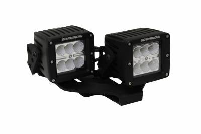 Go Rhino Center Hood Light Mount for Jeep JL/JT - Fits Dual 3" LED Cubes w offset mount 732231T