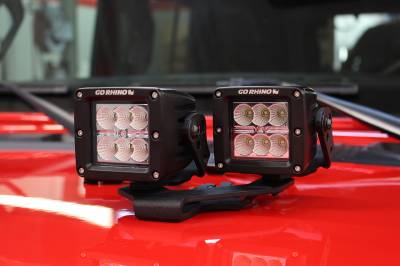 Go Rhino - Go Rhino Center Hood Light Mount for Jeep JL/JT - Fits Dual 3" LED Cubes w offset mount 732231T - Image 2
