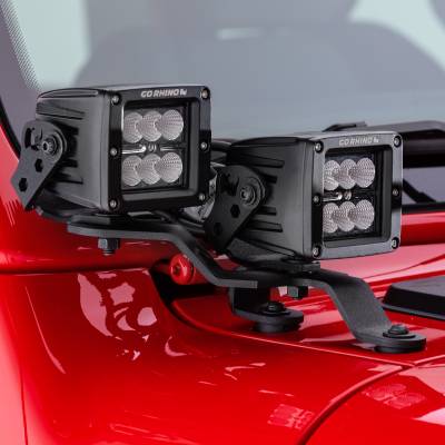 Go Rhino - Go Rhino Windshield Cowl Light Mount for Jeep JL/JT - Fits Dual 3" Cube Lights Offset 730231T - Image 2