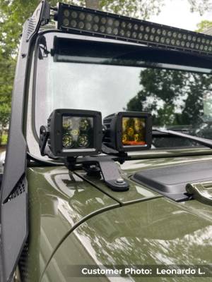 Go Rhino - Go Rhino Windshield Cowl Light Mount for Jeep JL/JT - Fits Dual 3" Cube Lights  730230T - Image 2