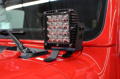 Go Rhino - Go Rhino Windshield Cowl Light Mount for Jeep JL/JT - Fits 6" X 6" Single Q4 Series  730066T - Image 2