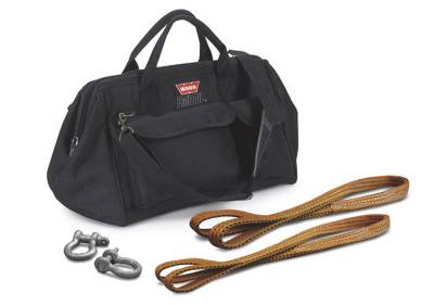 Warn With Two Shackles; Two Load Straps and Gear Bag; Black 685014